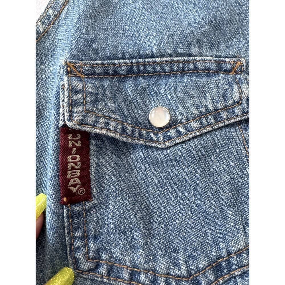 Vintage 90s Unionbay Cropped Denim Vest Snap Front Women's Size S/M Blue Jean - Picture 9 of 13